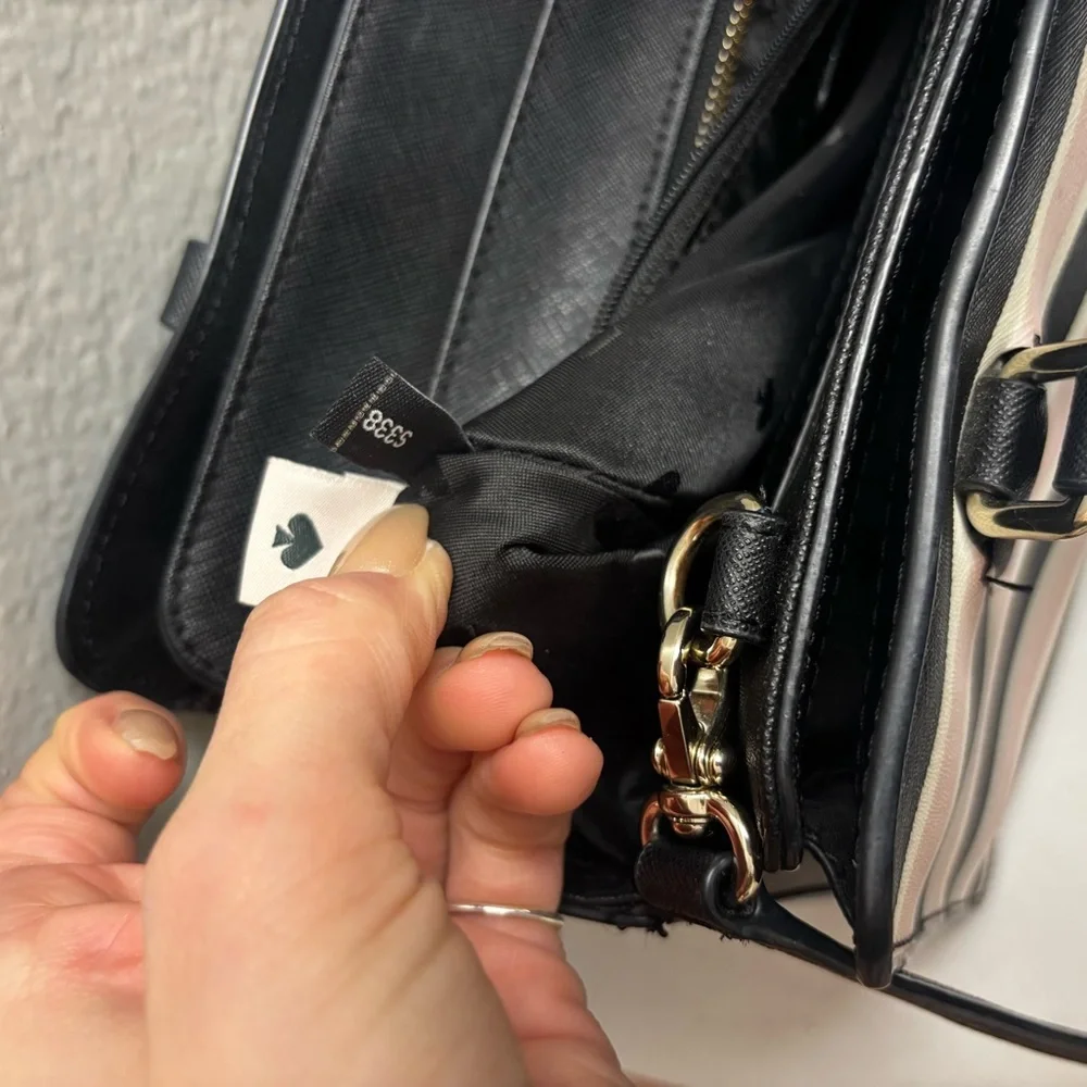 Kate Spade Black and Pink Striped Satchel